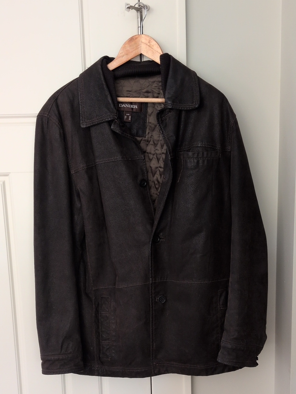 Danier Men's Black Leather Shirt Jacket